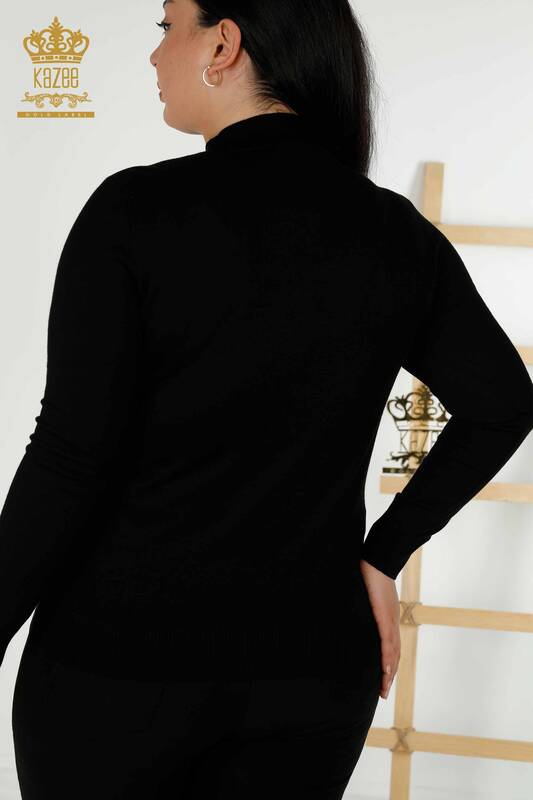 Wholesale Women's Knitwear Sweater - Patterned - Black - 30005 | KAZEE