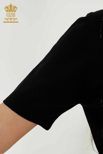 Wholesale Women's Knitwear Sweater - Patterned - Black - 30182 | KAZEE - Thumbnail