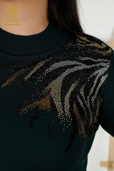 Wholesale Women's Knitwear Sweater - Patterned - Dark Green - 30005 | KAZEE - Thumbnail