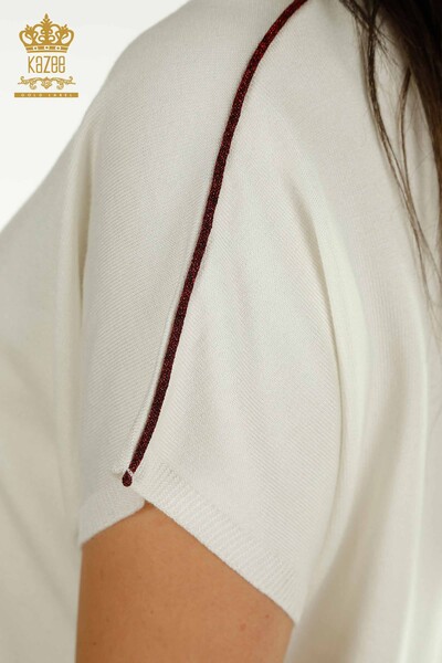 Wholesale Women's Knitwear Sweater Patterned Ecru - 30872 | KAZEE - Thumbnail