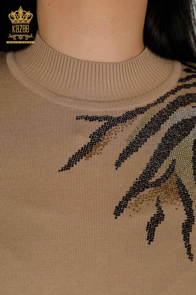 Wholesale Women's Knitwear Sweater - Patterned - Mink - 30005 | KAZEE - Thumbnail