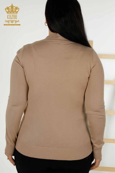 Wholesale Women's Knitwear Sweater - Patterned - Mink - 30005 | KAZEE - Thumbnail