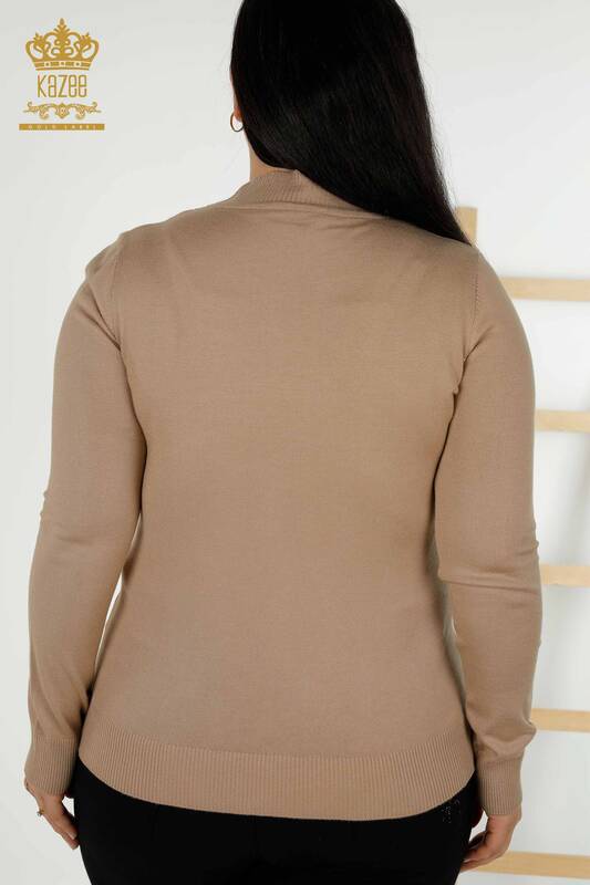 Wholesale Women's Knitwear Sweater - Patterned - Mink - 30005 | KAZEE