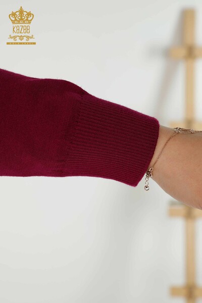 Wholesale Women's Knitwear Sweater - Patterned - Purple - 30005 | KAZEE - Thumbnail