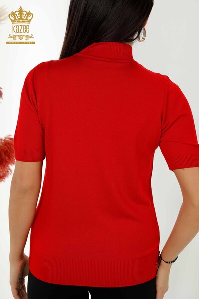 Wholesale Women's Knitwear Sweater - Patterned - Red - 30182 | KAZEE - Thumbnail