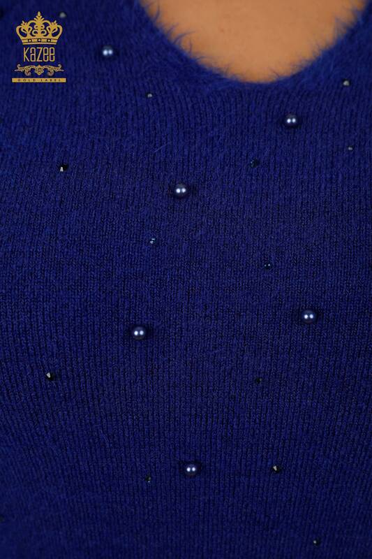 Wholesale Women's Knitwear Sweater Polka Dot Detailed Stone Embroidered - 18685 | KAZEE