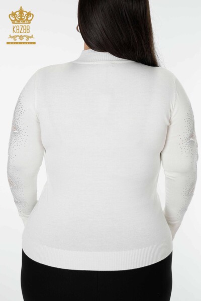 Wholesale Women's Knitwear Sweater Rose Patterned Ecru - 16832 | KAZEE - 8