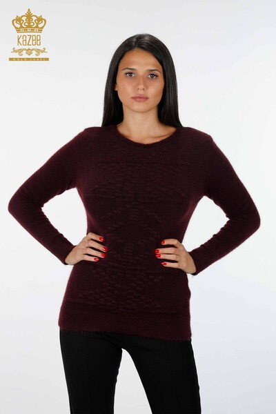 Wholesale Women's Knitwear Sweater Hair Knitted Angora Long Sleeve Basic - 18473 | KAZEE - Thumbnail