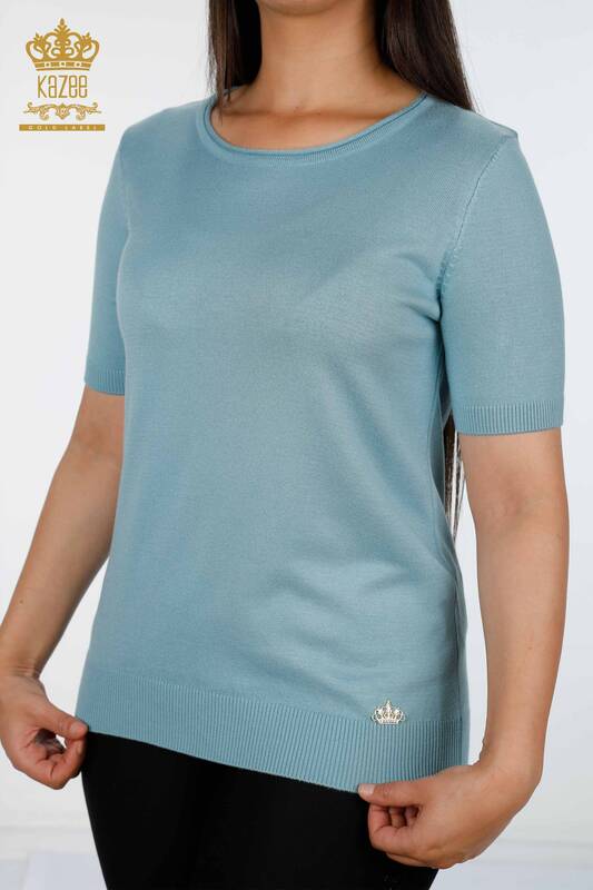 Wholesale Women's Knitwear Sweater Short Sleeve Crew Neck Logo - 15943 | KAZEE