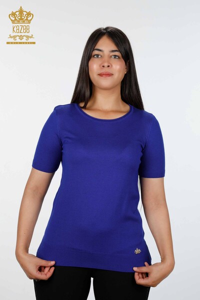 Wholesale Women's Knitwear Sweater Short Sleeve Crew Neck Logo - 15943 | KAZEE - Thumbnail