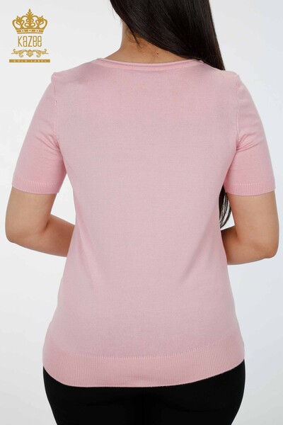 Wholesale Women's Knitwear Sweater Short Sleeve Crew Neck Logo - 15943 | KAZEE - Thumbnail