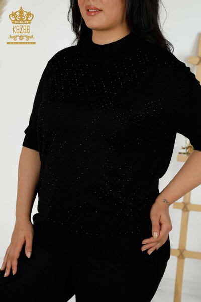 Wholesale Women's Knitwear Sweater - Short Sleeve - Black - 16950 | KAZEE - 2