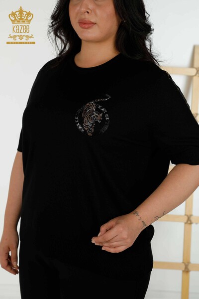 Wholesale Women's Knitwear Sweater - Short Sleeve - Black - 30328 | KAZEE - Thumbnail