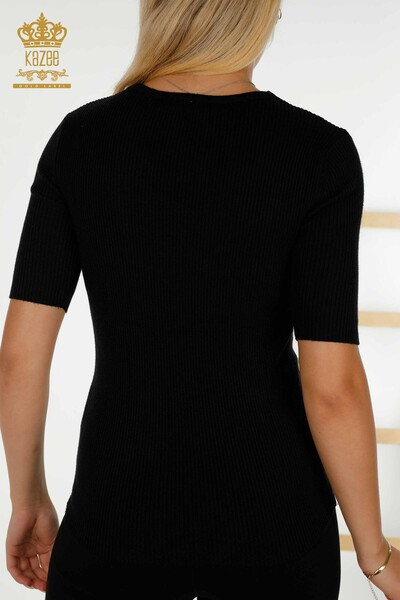 Wholesale Women's Knitwear Sweater - Short Sleeve - Black - 30397 | KAZEE - Thumbnail