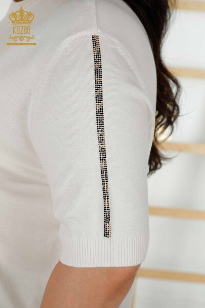 Wholesale Women's Knitwear Sweater - Short Sleeve - Ecru - 30328 | KAZEE - Thumbnail