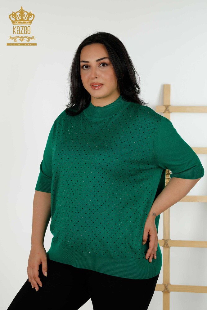 Wholesale Women's Knitwear Sweater - Short Sleeve - Green - 16950 | KAZEE - 1