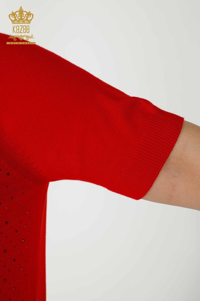 Wholesale Women's Knitwear Sweater - Short Sleeve - Red - 16950 | KAZEE - 6