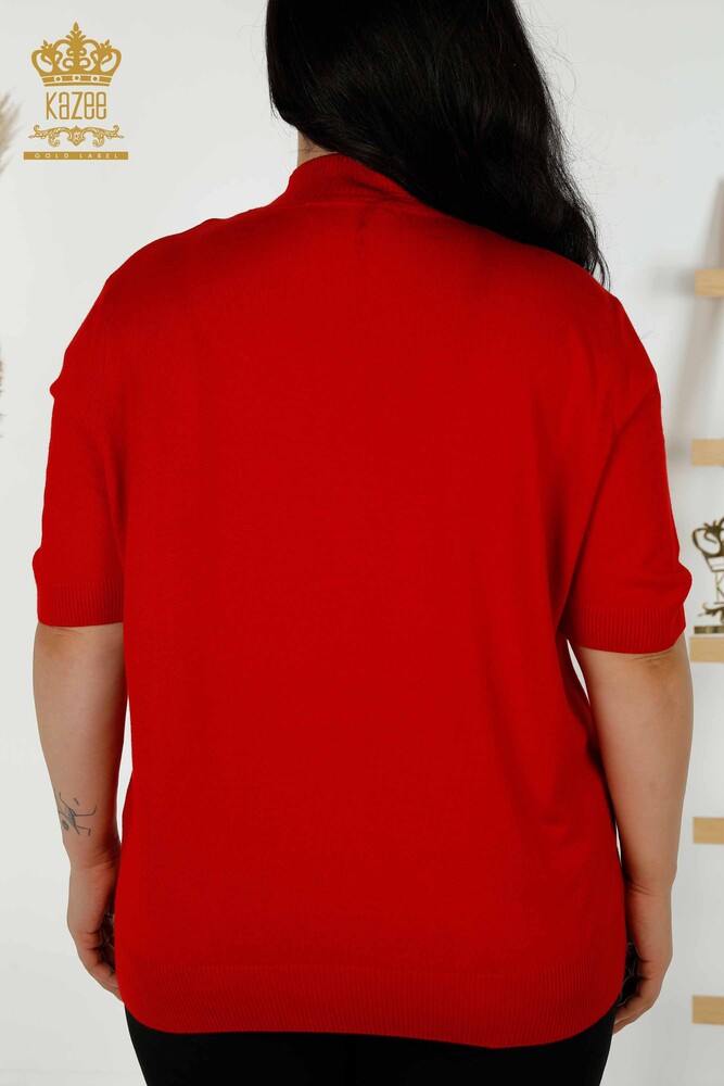 Wholesale Women's Knitwear Sweater - Short Sleeve - Red - 16950 | KAZEE - 7