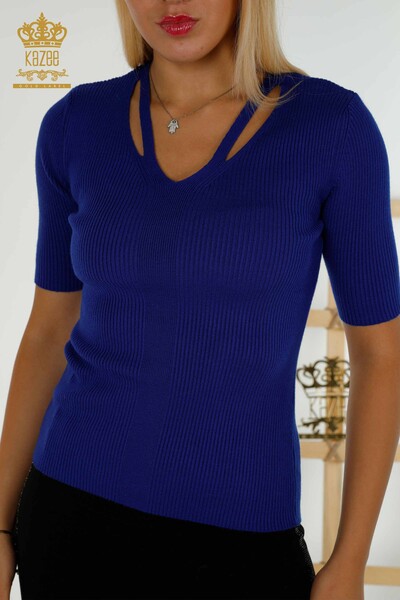 Wholesale Women's Knitwear Sweater - Short Sleeve - Saks - 30397 | KAZEE - Thumbnail