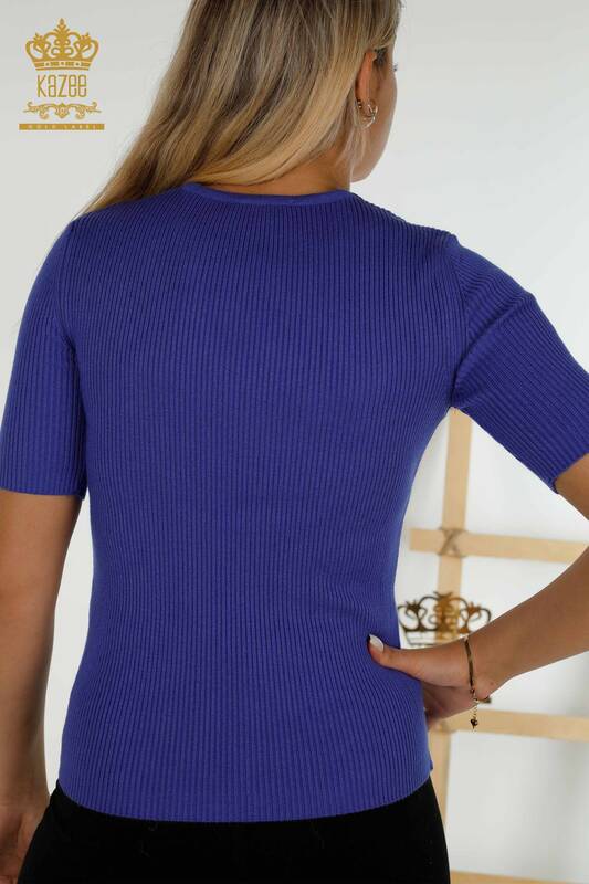Wholesale Women's Knitwear Sweater - Short Sleeve - Violet - 30397 | KAZEE