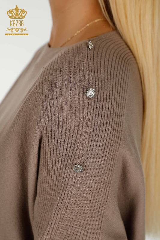 Wholesale Women's Knitwear Sweater Shoulder Detailed Mink - 30192 | KAZEE