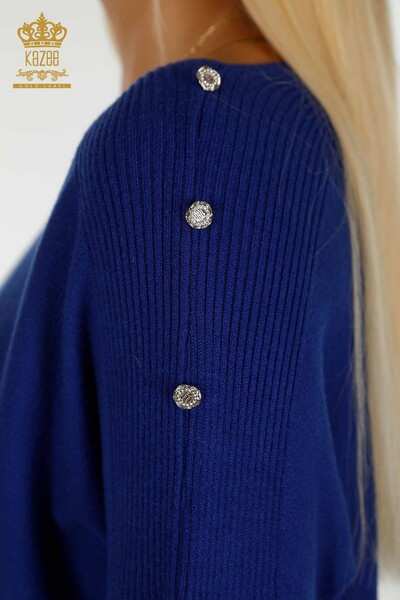 Wholesale Women's Knitwear Sweater with Shoulder Detail Saks - 30192 | KAZEE - Thumbnail