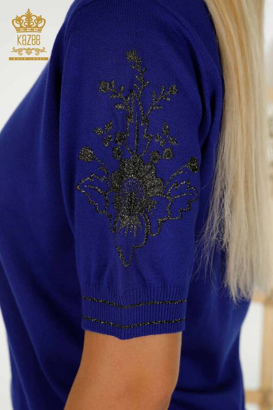 Wholesale Women's Knitwear Sweater Shoulder Embroidered Saks - 30498 | KAZEE