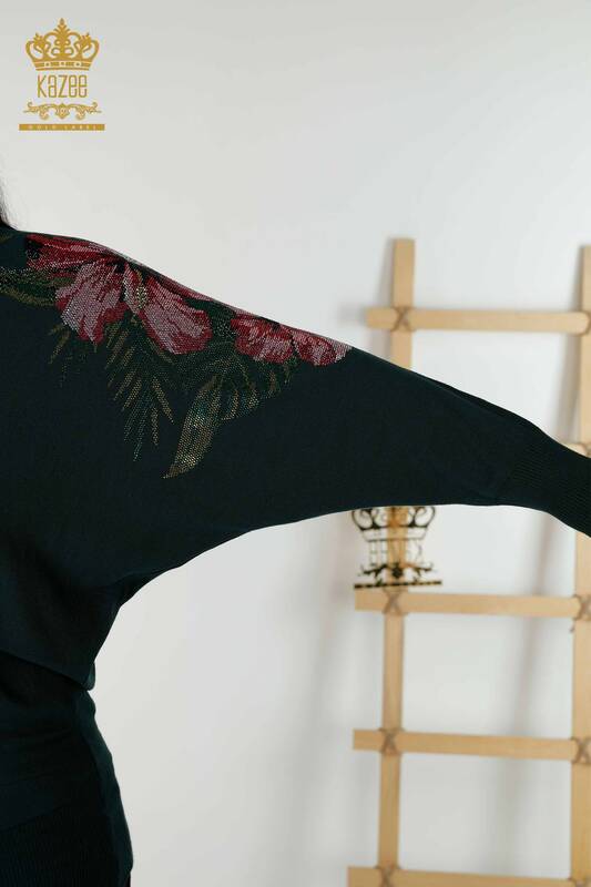Wholesale Women's Knitwear Sweater Shoulder Floral Detailed Nefti - 16133 | KAZEE