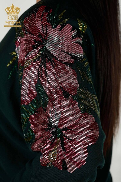 Wholesale Women's Knitwear Sweater Shoulder Floral Detailed Nefti - 16133 | KAZEE - Thumbnail