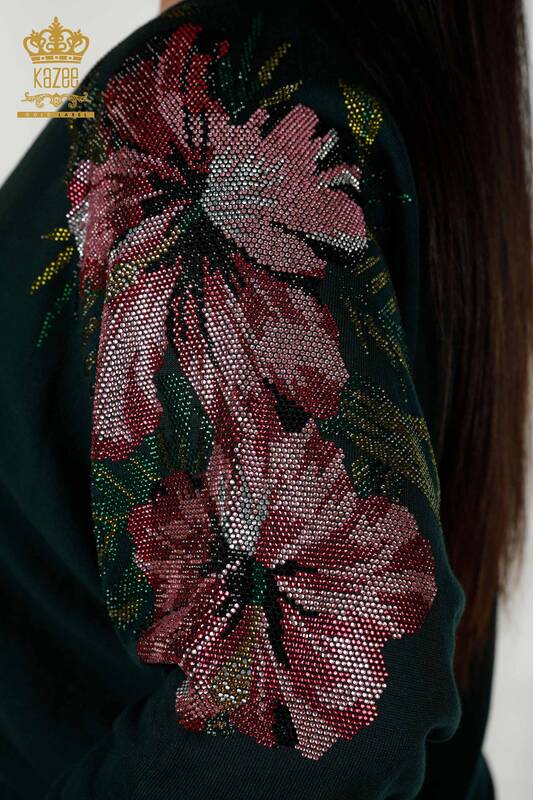 Wholesale Women's Knitwear Sweater Shoulder Floral Detailed Nefti - 16133 | KAZEE