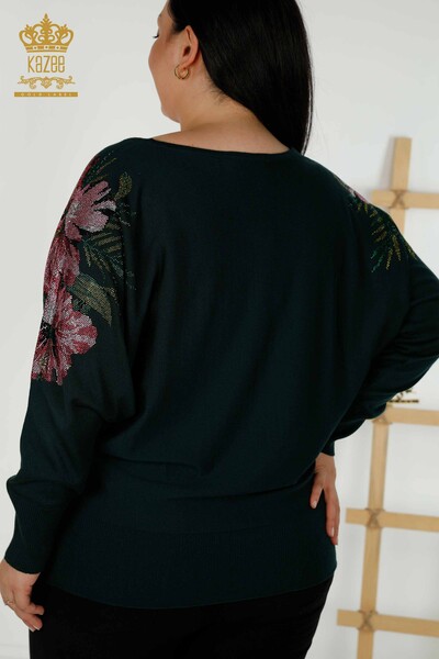 Wholesale Women's Knitwear Sweater Shoulder Floral Detailed Nefti - 16133 | KAZEE - Thumbnail