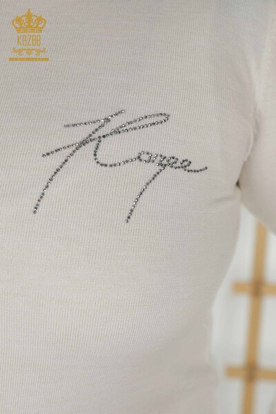 Wholesale Women's Knitwear Sweater - Sleeve Detailed - Ecru - 30030 | KAZEE - Thumbnail