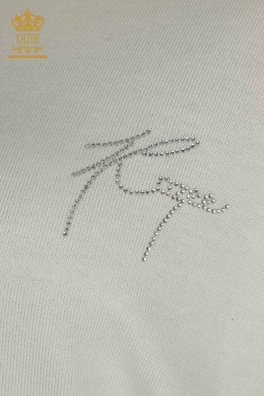 Wholesale Women's Knitwear Sweater with Sleeve Detail Ecru - 30153 | KAZEE