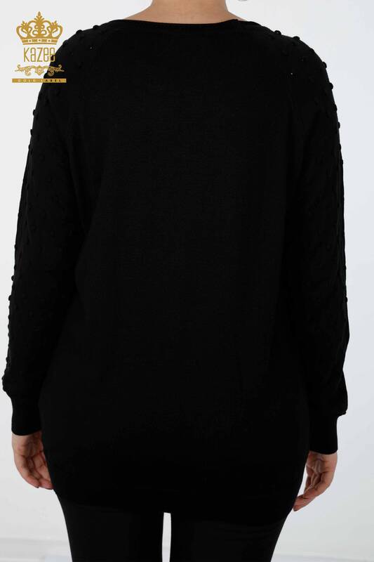 Wholesale Women's Knitwear Sweater Sleeve Polka Dot Detailed Stone Embroidered - 13021 | KAZEE