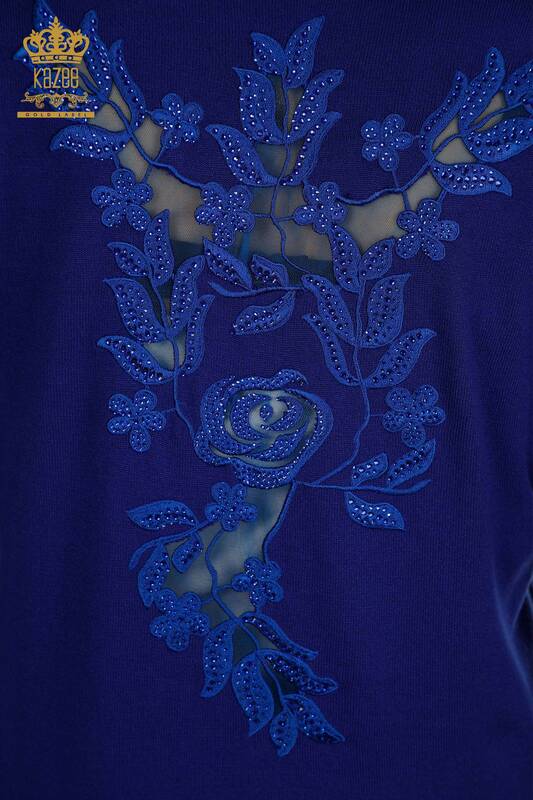 Wholesale Women's Knitwear Sweater Sleeve Rose Detailed Saks - 15374 | KAZEE