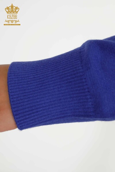 Wholesale Women's Knitwear Sweater - Stand Collar - Basic - Violet - 16663 | KAZEE - Thumbnail