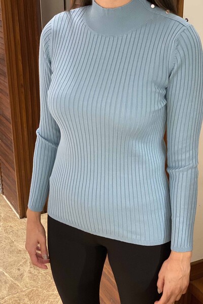 Wholesale Women's Knitwear Sweater Stand Up Collar Button Detailed - 16238 | KAZEE - Thumbnail