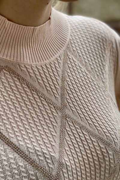 Wholesale Women's Knitwear Sweater Stand Up Collar Pattern - 16293 | KAZEE - Thumbnail
