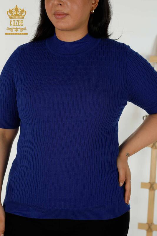 Wholesale Women's Knitwear Sweater - Standing Collar - Saks - 30338 | KAZEE