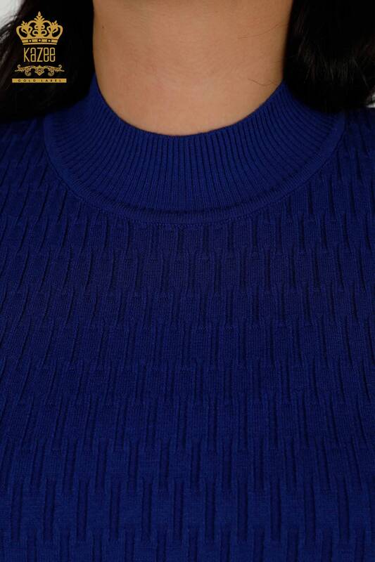 Wholesale Women's Knitwear Sweater - Standing Collar - Saks - 30338 | KAZEE