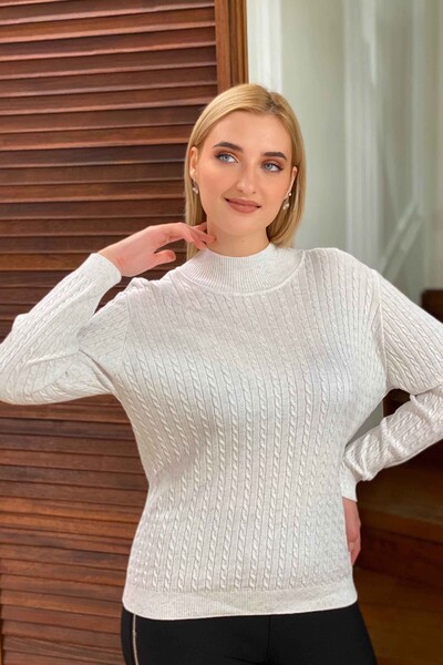 Wholesale Women's Knitwear Sweater Stand-up collar Hair-knitted - 15291 | KAZEE - Thumbnail