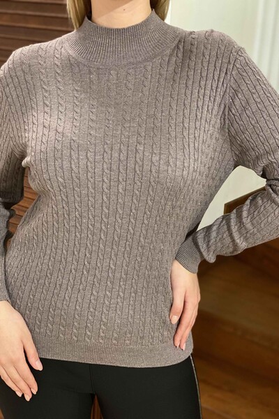 Wholesale Women's Knitwear Sweater Stand-up collar Hair-knitted - 15291 | KAZEE - Thumbnail