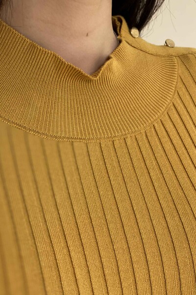 Wholesale Women's Sweater Stand-Up Collar Buttoned Shoulder - 16246 | KAZEE - Thumbnail