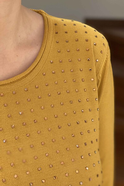 Wholesale Women's Knitwear Sweater Stone Detailed Crew Neck - 16517 | KAZEE - Thumbnail