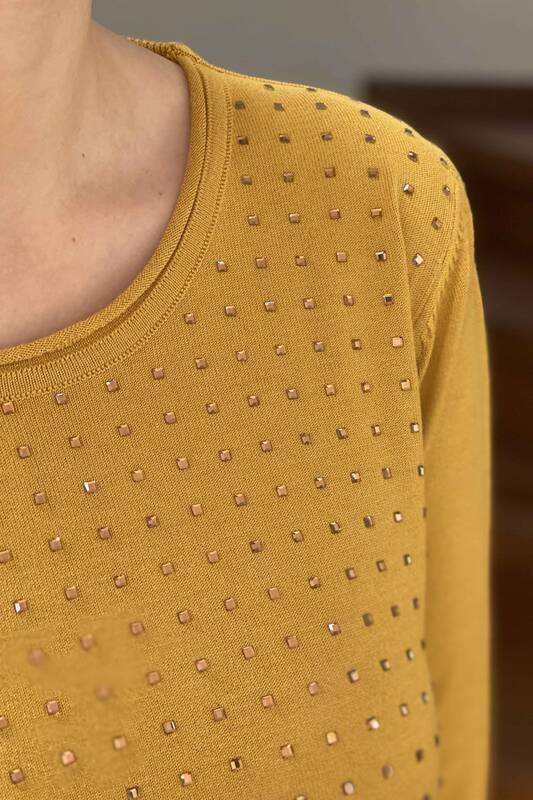 Wholesale Women's Knitwear Sweater Stone Detailed Crew Neck - 16517 | KAZEE