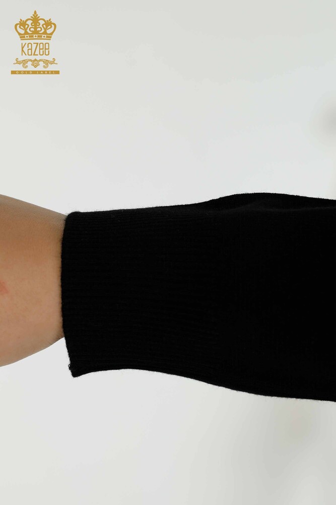 Wholesale Women's Knitwear Sweater - Stone Embroidered - Black - 16728 | KAZEE - 6