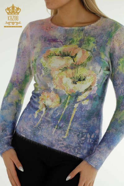 Wholesale Women's Knitwear Sweater Stone Embroidered Digital - 40026 | KAZEE - Thumbnail