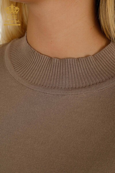 Wholesale Women's Knitwear Sweater Stone Embroidered Mink - 30553 | KAZEE - Thumbnail