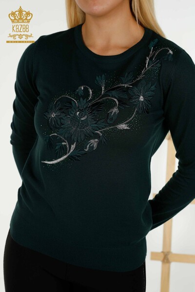 Wholesale Women's Knitwear Sweater Stone Embroidered Nephti - 30146 | KAZEE - Thumbnail