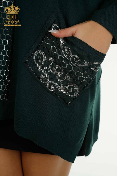 Wholesale Women's Knitwear Sweater Stone Embroidered Nefti - 30601 | KAZEE - Thumbnail